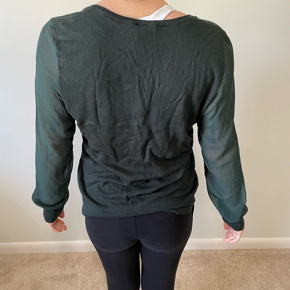 Ann Taylor V Neck Sweater with Sheer Sleeves Size M - Picture 5 of 8